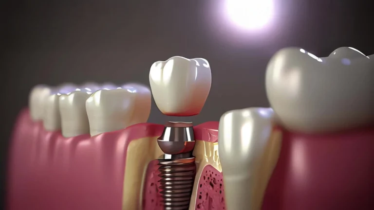 Diş implantı uygulamasının 3D görseli